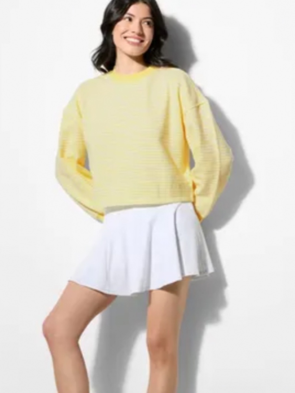 Wild Fable French Terry Sweatshirt - Bright Lemon Yellow Striped XS